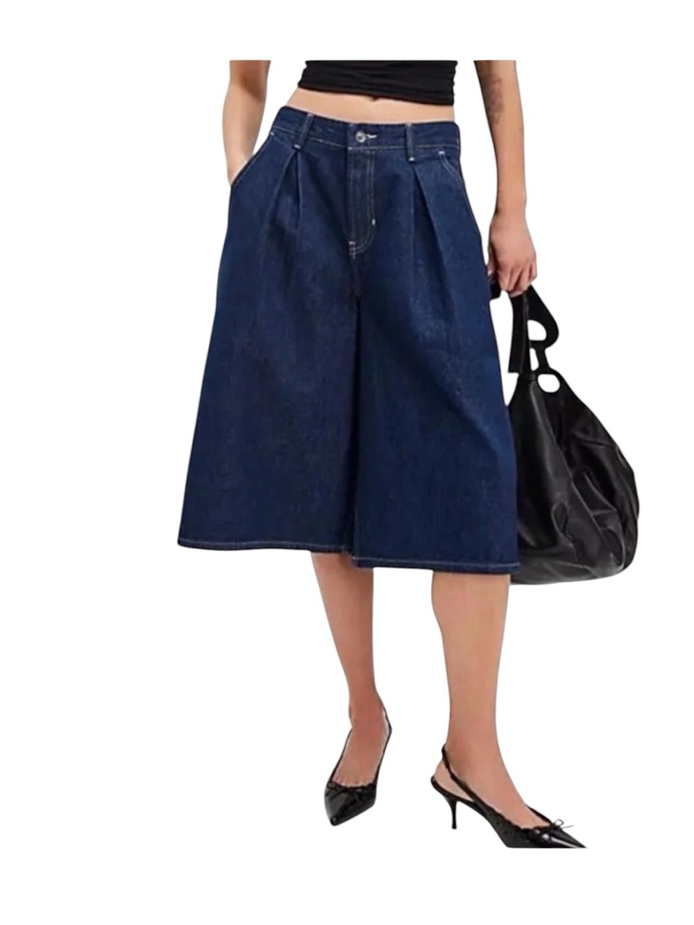 Free People We The Free CRVY Antonia Crop Wide Leg Culotte Jeans 30